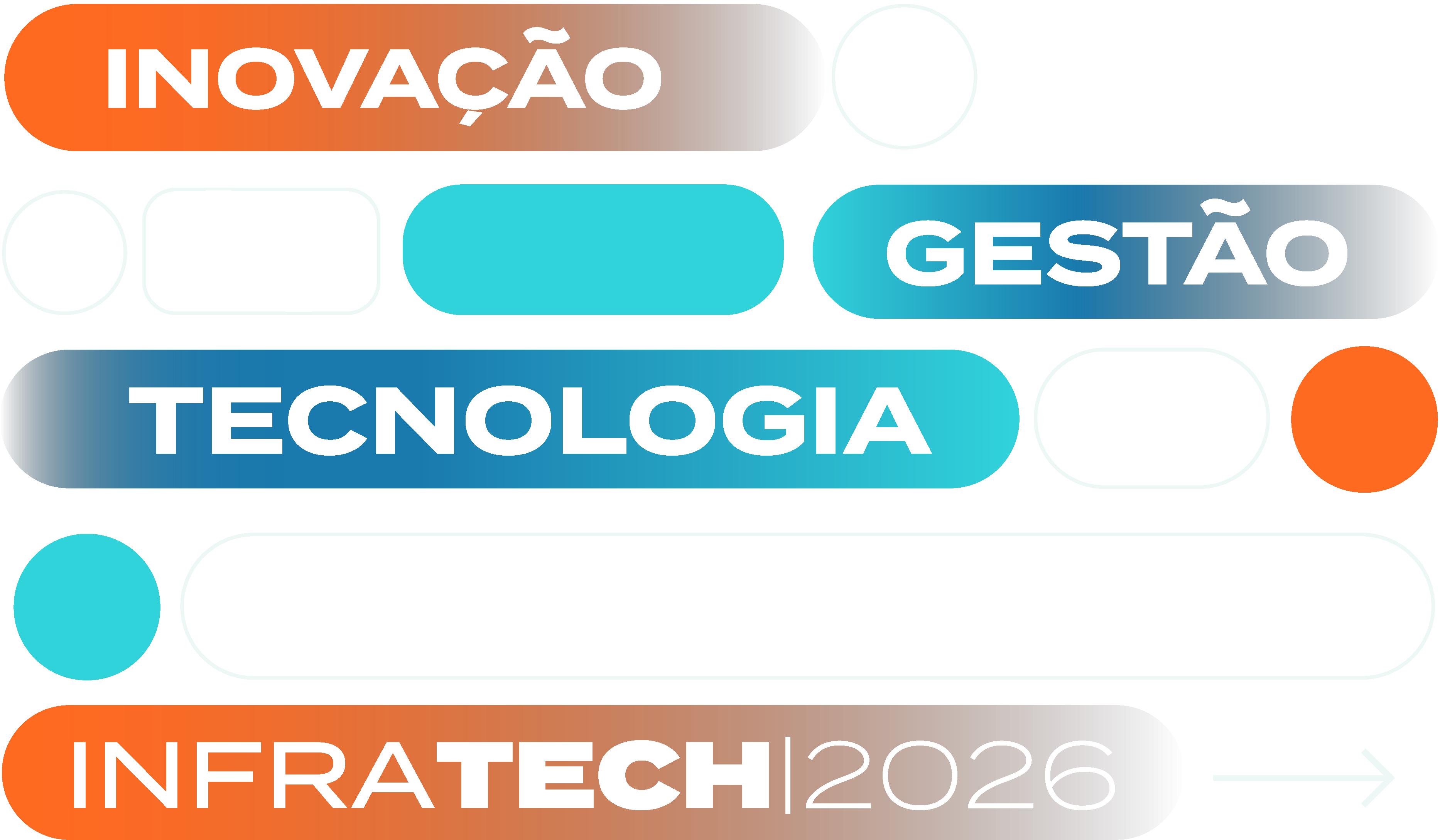 Ilustração com os temas Inovação, Gestão, Tecnologia e Infratech 2026